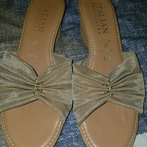 Gold shoes with gold beads